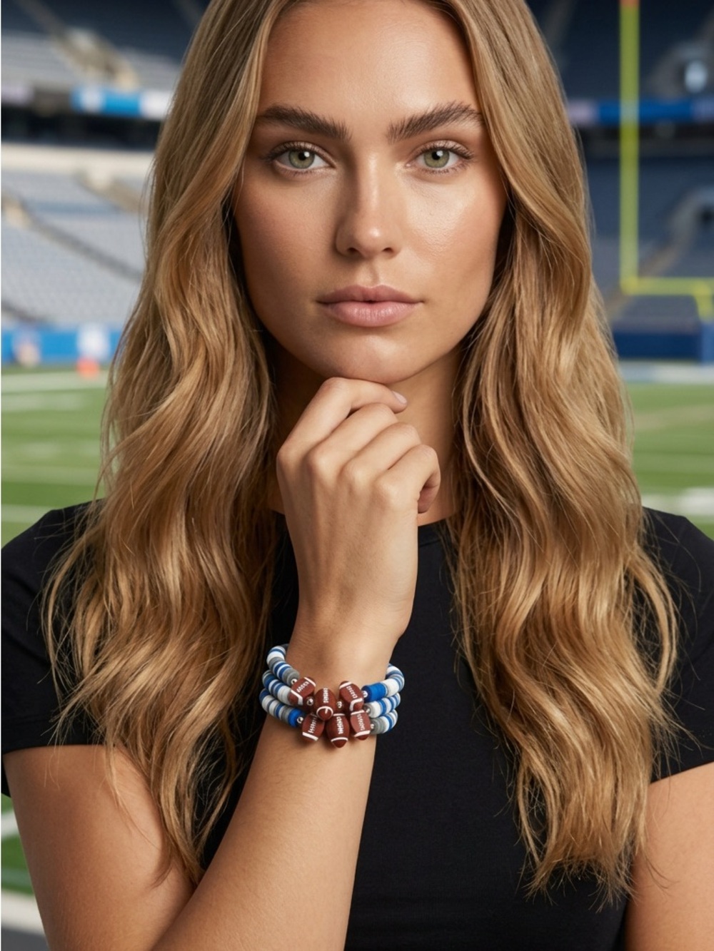 Cowboys Blue White Clay Bead Bracelet, Football Gameday Spirit Stack BTJ - Picture 9 of 9